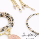 Komplet z obysianów i kwarcu | naszyjnik, bransoletka,  kolczyki | 51 cm