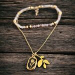 Choker z kwarcu i onyksu – z zawieszką w stylu vintage
