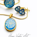 Komplet biżuterii z dziką marchwią w żywicy | 55 cm