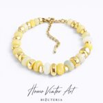 Bransoletka z agatem i hematytem – złote akcenty