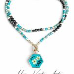 Naszyjnik z apatytu i lawy wulkanicznej | 62 cm