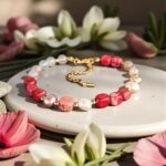 Bransoletka z jaspisu, kwarcu i pereł | 18,5 cm + 4cm przedłużki