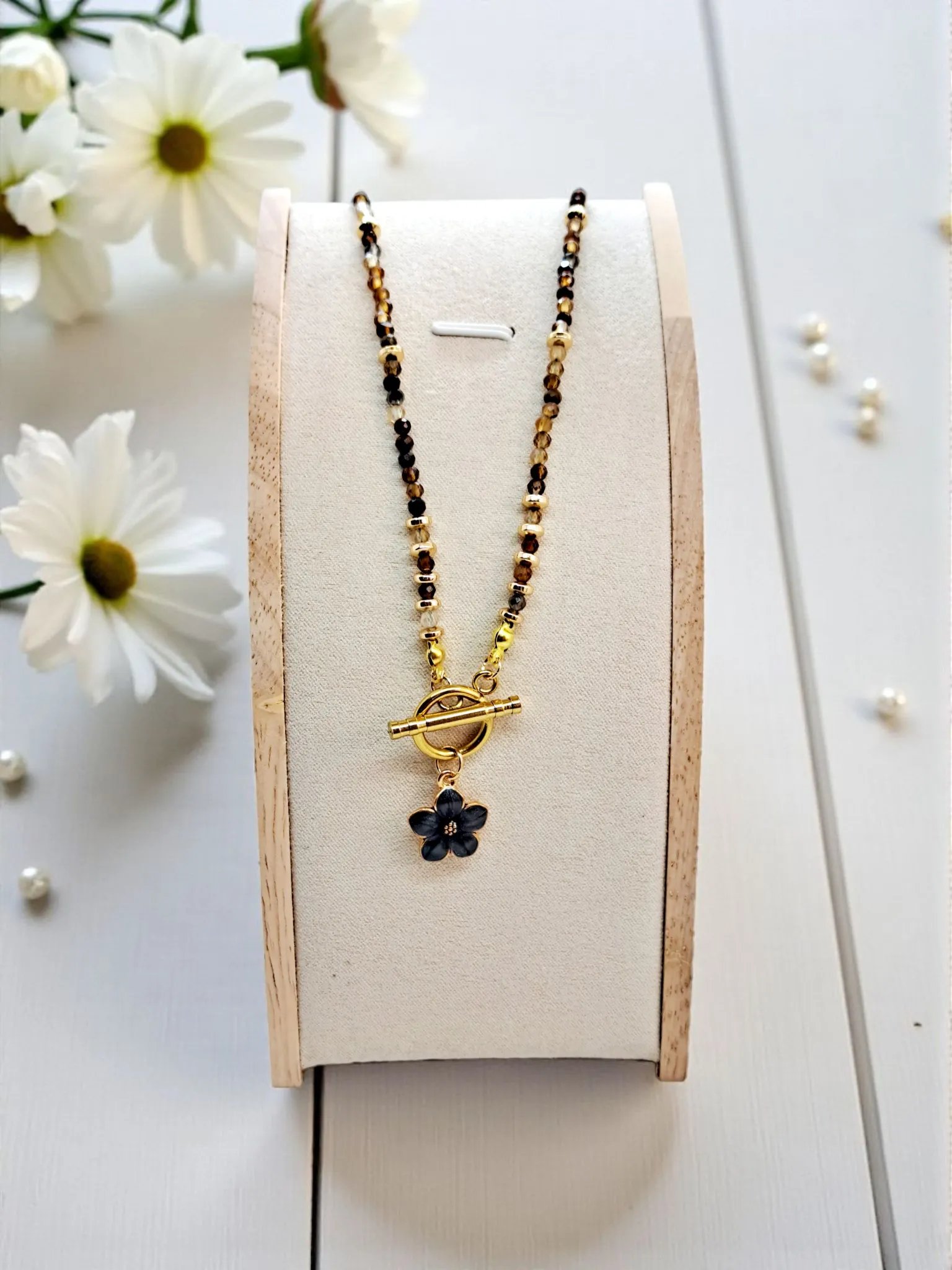 Chocker z kamieni agatu w kolorze kawy - obrazek 4