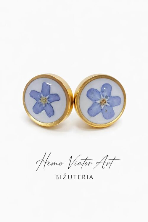 Kolczyki sztyfty z niezapominajkami – stal chirurgiczna