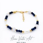 Bransoletka z chalcedonu, akwamarynu i perełek słodkowodnych | 18 cm + przedłużka