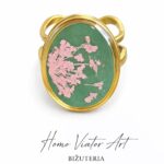 Pierścionek z różową dziką marchwią - kolor złota