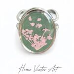 Pierścionek z różową dziką marchwią - kolor srebra