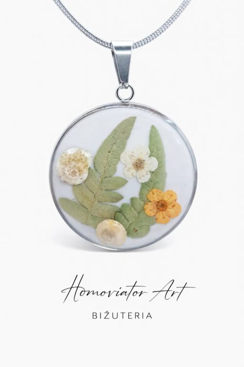 Naszyjnik z paprotkami i muszlami | 50 cm | Homo Viator Art