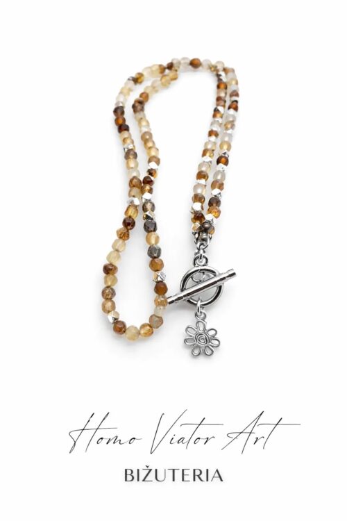 Naszyjnik z agatu w kolorze kawy | 47 cm.