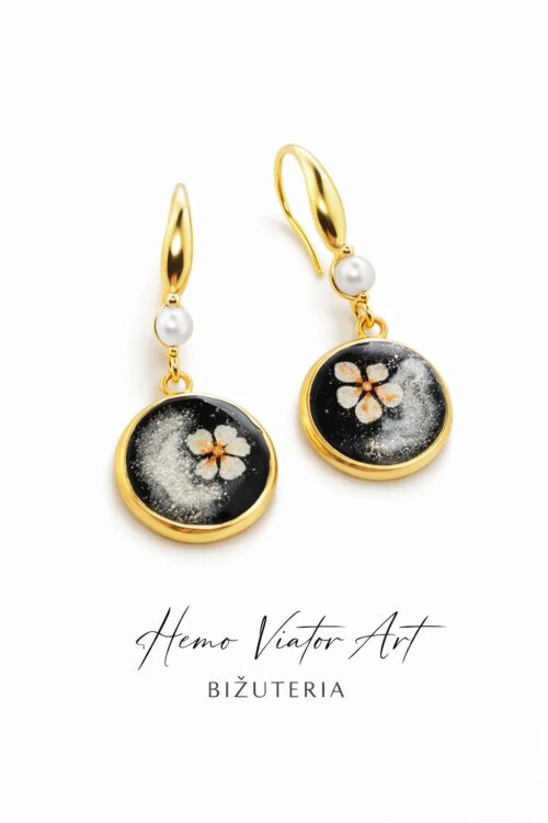 Kolczyki z mini gaurą w ciemnobrązowej żywicy