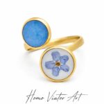 Pierścionek z niezapominajką – podwójne oczko