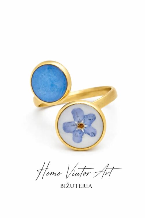 Pierścionek z niezapominajką – podwójne oczko