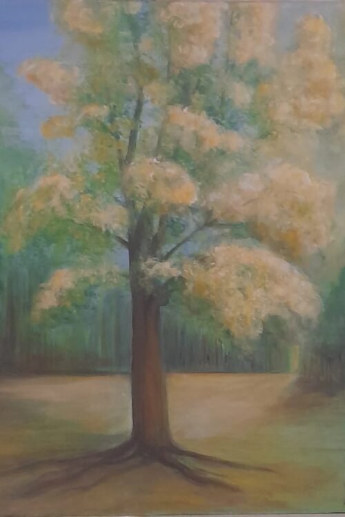 obraz akrylowy drzewo 40x40 półabstrakcyjny