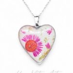 Naszyjnik serce i suszona stokrotka | 60 cm