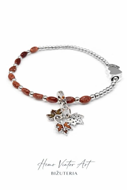 Bransoletka z kamieni Piasek Pustyni, stal chirurgiczna, 17 cm