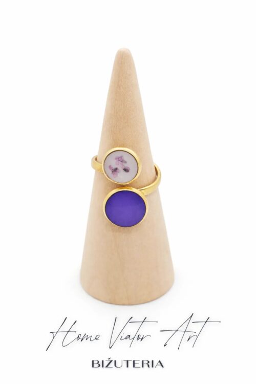 Pierścionek z dziką marchewką w żywicy, stal chirurgiczna, regulowany, 10 i 8 mm