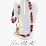 Naszyjnik z kamieni naturalnych – fuksja, beż i złoty hematyt