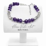 Bransoletka z ametystem i labradorytem – zawieszka tulipan | 19 cm + przedłużka