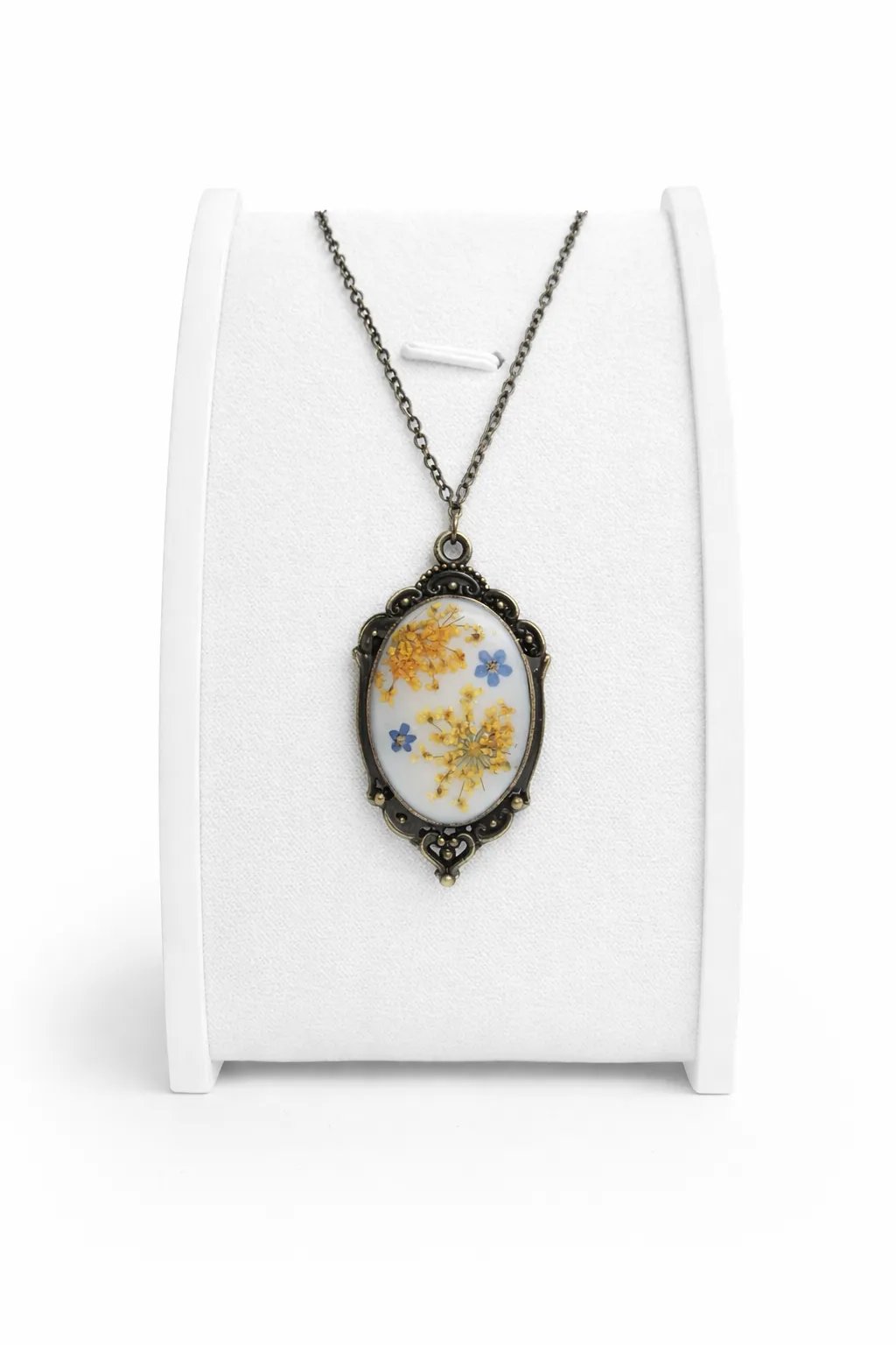 Naszyjnik z suszonymi kwiatami w stylu vintage – 4 × 2,5 cm | outlet - obrazek 2