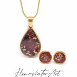 Komplet z różą – czerwień i złoto