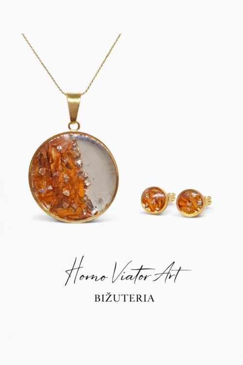 Komplet z pokruszoną lilią – naszyjnik + kolczyki