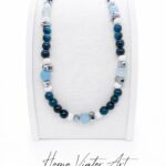 Naszyjnik „Morski Rytm” – agat, apatyt, lawa wulkaniczna, hematyt | 50 cm