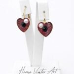 Kolczyki serca z perłą i czarnym kamieniem