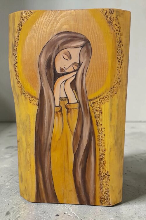 anioł ręcznie malowany obraz na drewnie Jadwiga Kondracka