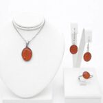 Komplet biżuterii w odcieniu bursztynowego pomarańczu | outlet