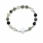 Różaniec na rękę – zielone koraliki approx | ok. 17 cm