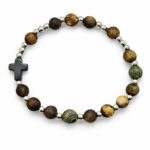 Różaniec na rękę z krzyżykiem – agat zielony | ok. 14-15 cm