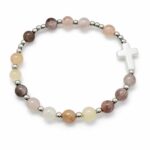 Różaniec na rękę z krzyżykiem – kwarc boho | ok. 17 cm