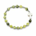 Różaniec na rękę z krzyżykiem – jaspis żółty | ok. 17 cm