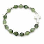 Różaniec na rękę z krzyżykiem – prehinit | ok. 17 cm