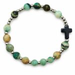 Różaniec na rękę z krzyżykiem – chryzopraz | ok. 16 - 17