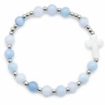 Różaniec na rękę z krzyżykiem – akwamaryn | ok. 16 - 17