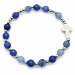 Różaniec na rękę – niebieskie koraliki approx | ok. 17 cm