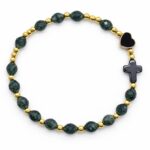 Różaniec na rękę – zielony chalcedon | ok. 17 cm