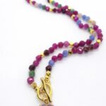 Naszyjnik z kolorowego turmalinu z serduszkiem