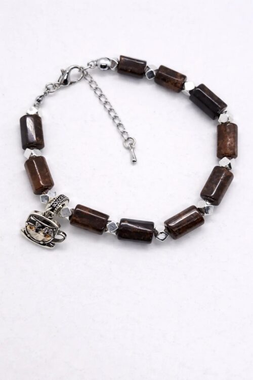 Bransoletka z garnetu z zawieszką | 18 cm + przedłużka