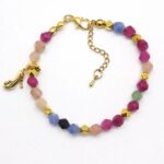 Bransoletka z turmalinu kolorowego z zawieszką | 18 cm + przedłużka